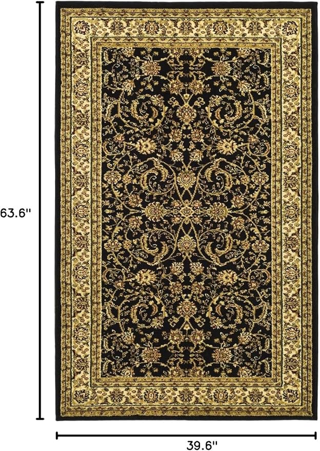 SAFAVIEH Lyndhurst Collection Accent Rug - 3'3" x 5'3", Black & Ivory, Traditional Oriental Design, Non-Shedding & Easy Care, Ideal for High Traffic Areas in Entryway, Living Room, Bedroom (LNH219A)