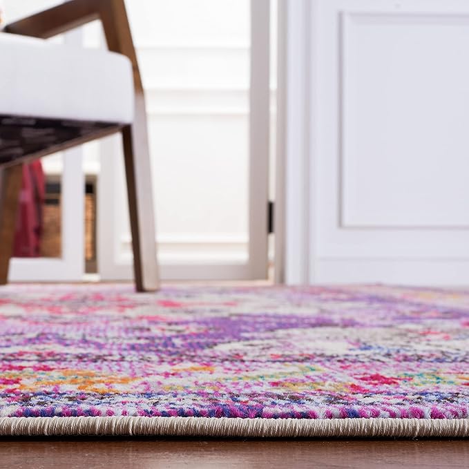 SAFAVIEH Monaco Collection Area Rug - 8' x 10', Violet & Fuchsia, Non-Shedding & Easy to Clean, Distressed Medallion Design, Ideal for Living Room, Bedroom, Dining Space (MNC243P)