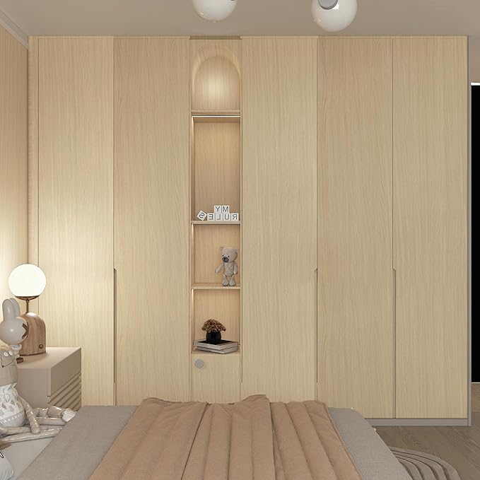 BOMENG White Oak Wood Contact Paper Peel and Stick Light Oak Wallpaper Countertops for Kitchen Beige Wood Wallpaper 32"x158"Faux Wood Grain Wall Paper for Cabinets Drawes Liner Walls Desk
