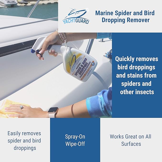 Marine Spider & Bird Dropping Remover -32 Oz - Boat Cleaner & Stain Remover for Boat Decks, Seats, Jet Skis, Dingys and Even Your Car Exterior