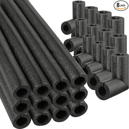 8 Pack Elbow Pipe Insulation Foam Tube Outdoor Wrap Black Pipe Covers Elbow Insulation Tubing Water Foam Covers for Outdoor Winter Irrigation, Sprinkler (1 Inch)