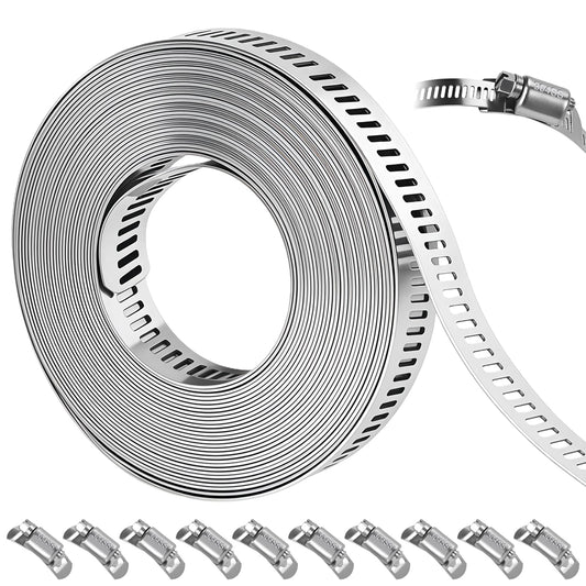 16 FT DIY Hose Clamps Assortment Kit,304 Stainless Steel - Image 1