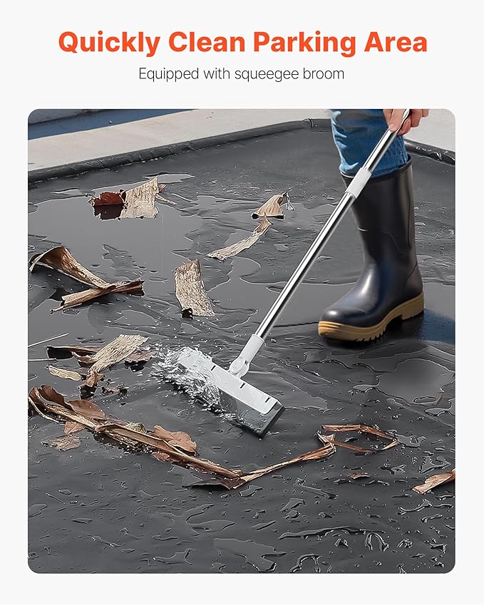 VEVOR Containment Mat, 7 ft 9 in x 18 ft, Non-Slip PVC Garage Floor Mat with a Cleaning Squeegee, Heavy Duty Durable Waterproof Containment Protection from Snow, Rain and Mud for Cars Parking, Black