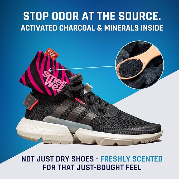 SmellWell - 3-Pack Scented Shoe Deodorizer Inserts - Odor Eliminators - Activated Bamboo Charcoal + Minerals - Natural Freshenes for shoes, bags, gloves - 6 x 1.8oz Original Size Hawaii Floral
