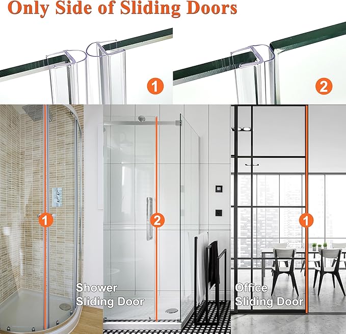 Glass Shower Door Seal Strip, 4 Pack x 39" U for 3/8 Inch Glass Sliding Frameless Shower Door Side Seal, Vertical Shower Door Seal, Ultra Clear Polycarbonate Door Sweep Stop Shower Leaks