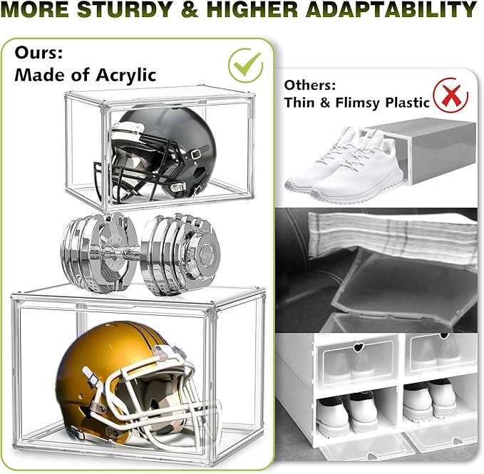 12 Pack Sneaker Boxes Clear Plastic Stackable Shoe Box Size 12.5, Transparent Display Case with Magnetic Acrylic Door, Dustproof Storage Bins for Closet, Over the Door Shoe Organizer