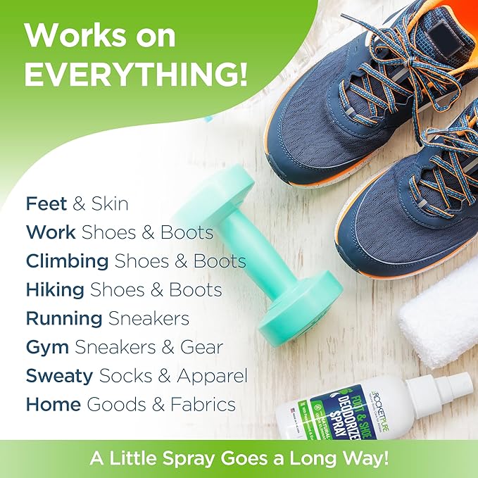 Rocket Pure Natural Foot and Shoe Deodorizer Spray, Deodorant and Odor Eliminator for Smelly Feet, Smell Remover, Formulated with Essential Oils, Made in the USA, Mint, 4 fl oz (Pack of 2)