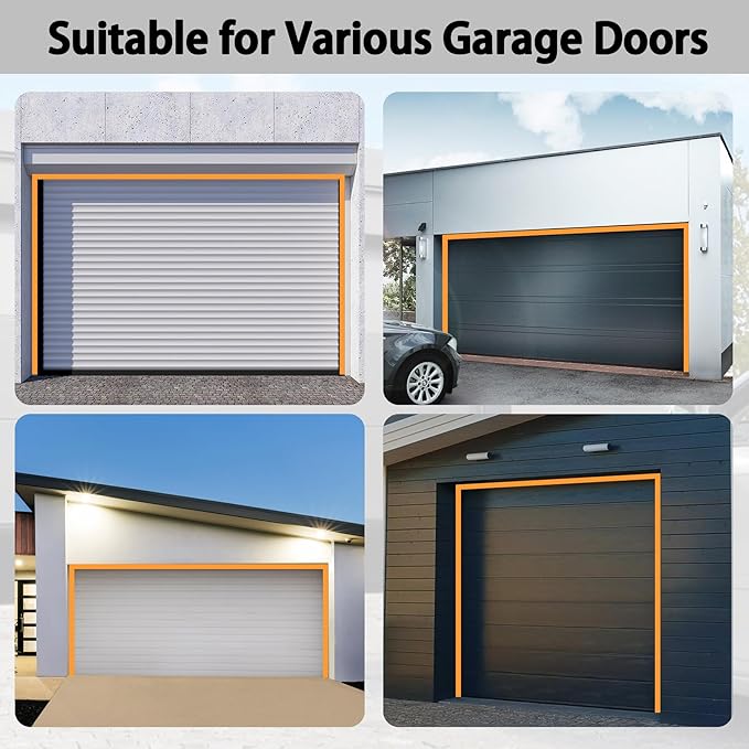 32.8ft Universal Garage Door Top and Sides Seal Strip, Waterproof Self Adhesive Professional Sealing Includes 40pcs Screws, White