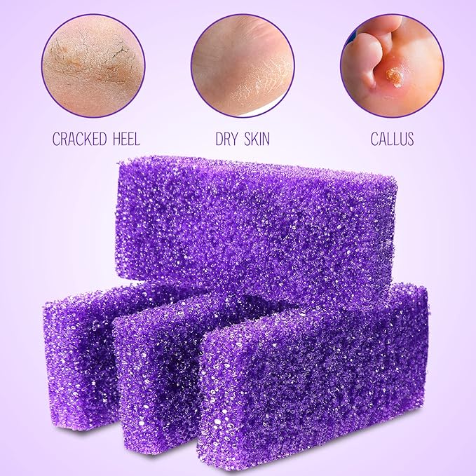 Batiyeer 300 Pcs Pumice Stone Bulk for Feet Scrubber Dead Skin Disposable Foot Pumice Foot Shower Scrubber for Heel Cuticle Callus Remover Bath Spa(Purple)