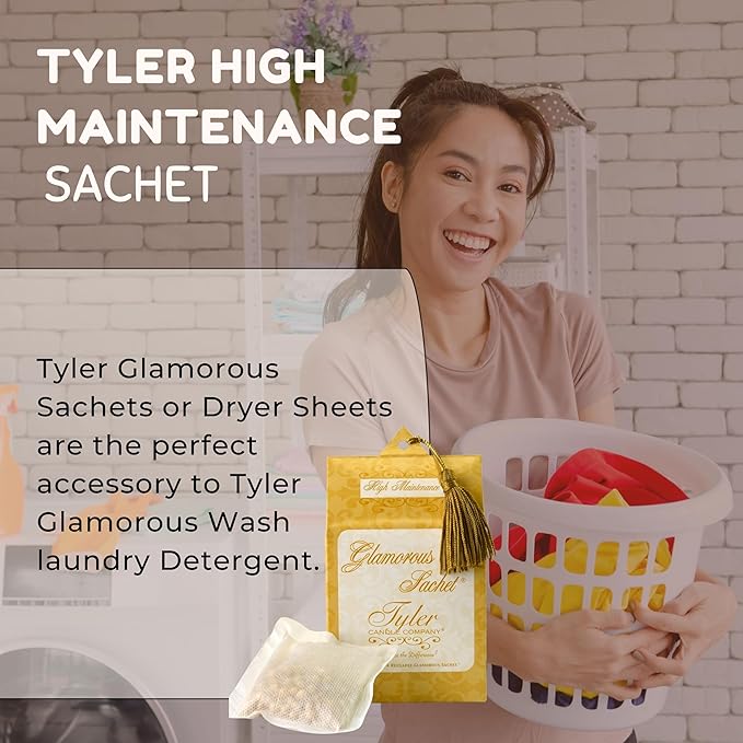 Worldwide Nutrition Bundle: Tyler High Maintenance Scent Dryer Sheet Sachets - Glamorous Reusable Dryer Sheets - 1 Pack, 4 Dryer Home Sachets and Multi-Purpose Key Chain