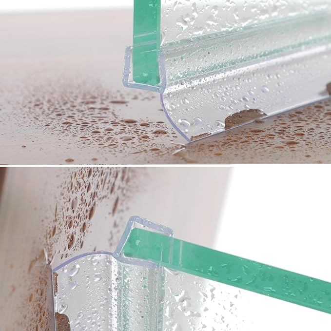 Frameless Shower Door Seal Strip 4 Pack x 39 Inch H for 1/2" Thick Glass Shower Door Side Seal Strip Bottom Seal Door Sweep Ultra Clear Polycarbonate, Stop Shower Leaks Create A Water Barrier