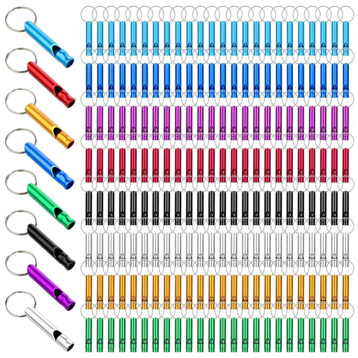 200 Pcs Emergency Whistles with Keychains, 108db Survival Whistle - Image 1