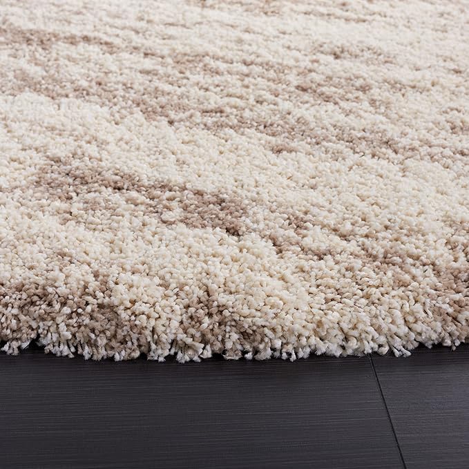 SAFAVIEH Hudson Shag Collection Area Rug - 8' x 10' Oval, Ivory & Beige, Non-Shedding & Easy to Clean, Ultra Plush Thick Pile, Ideal for Living Room, Bedroom, Dining Space (SGH206B)