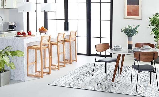 SAFAVIEH Amsterdam Collection Area Rug - 10' x 14', Ivory & Grey, Moroccan Boho Design, Non-Shedding & Easy Care, Ideal for High Traffic Areas in Living Room, Bedroom (AMS108A)
