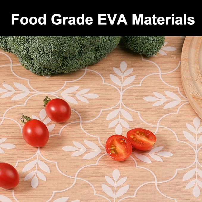 Cooyes Shelf Liners for Kitchen Cabinets Waterproof & Oil-Proof Kitchen Cupboard Mats Non-Slip Drawer Mats EVA Material Non Adhesive Fridge Liner for Shelves, （23.6" W x 236" L）