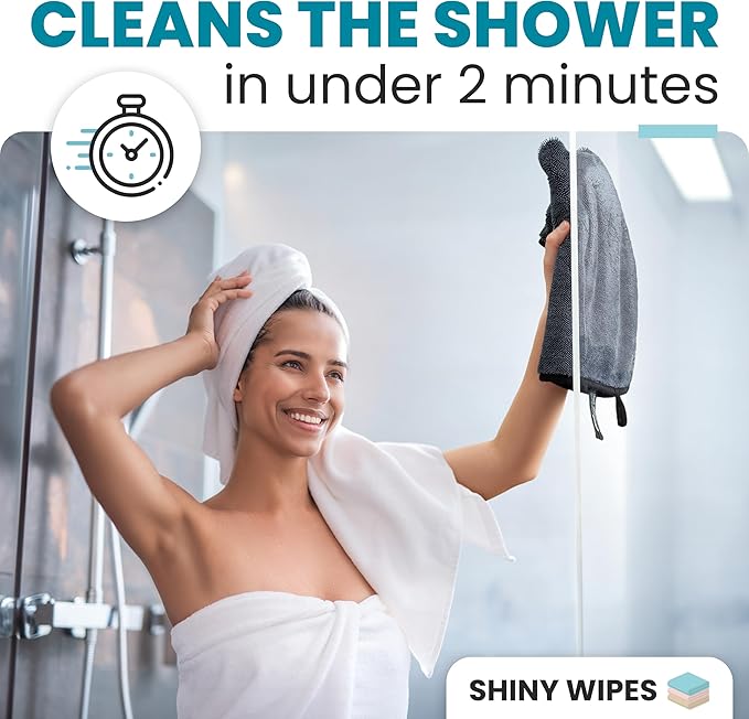 Shiny Wipes Medium Drying Towel, The Original, 12x16in/30x40cm, Ultra Absorbent Twisted-Loop Design, Streak-Free Towel Cloth for Shower, Household, Car, No Streaks or Limescale (4 Towels)