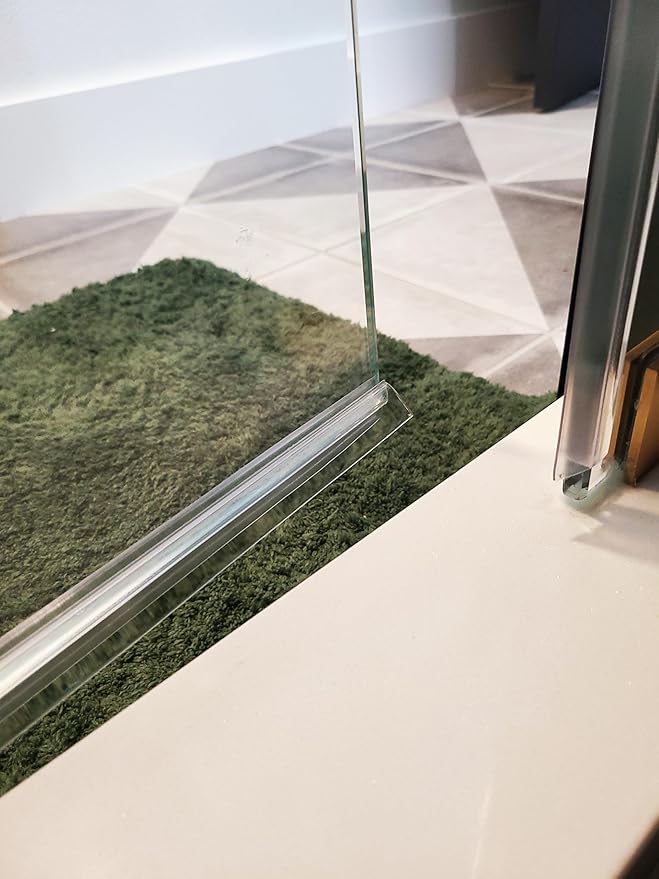 eatelle Shower Door Bottom Seal with Drip Rail for 1/4" (6mm) Thick Glass, 36" Long Sweep - Ultra Clear Polycarbonate