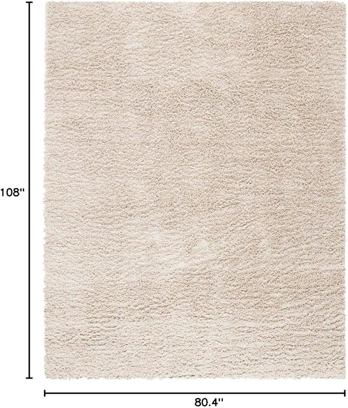SAFAVIEH August Shag Collection Area Rug - 6'7" x 9', Beige, Solid Design, Non-Shedding & Easy Care, 1.5-inch Thick Ideal for High Traffic Areas in Living Room, Bedroom (AUG200D)