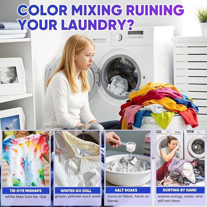 Veuslumen 400 Count Color Catchers for Laundry - Color Absorber Sheets Protect Colors & Prevent Color Bleeding