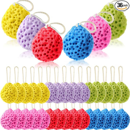 36 Pcs Bath Sponge Deep Cleansing Body Loofah Gentle and Deep Exfoliating Body Scrubber Bath Accessories Men Women Baby Sponge for Bathing Shower (Stylish Color)