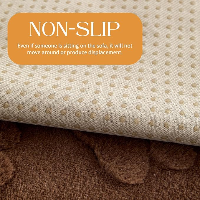 Waterproof Couch Cover for Dogs Washable,Fuzzy Pet Couch Covers for Sofa,Thick Soft Dog Mat Non-Slip Couch Covers for 3 Cushion Couch Sofa Pet Friendly (Brown, 35 * 95(1pc))