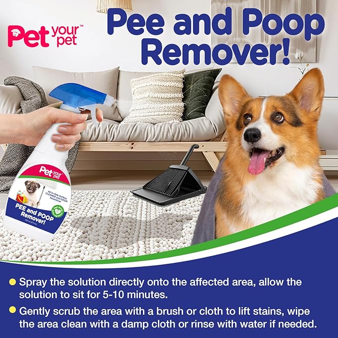 Dog Pee and Poop Remover 32 fl Oz. – All-in-One Pet Stain and Odor Remover with Plant-Derived Ingredients – Stain and Odor Removers for Upholstery, Carpets, Leather & Hard Floors