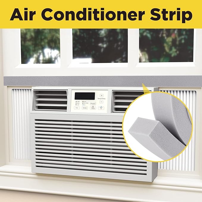moonoom 3 Pcs Foam Air Conditioner Weatherseal Tape-2''x1''x6.5ft Air Conditioner Foam Tape-Non-Adhesive Foam Seal Strip with Glue Point for Air Conditioner Door Window Seal