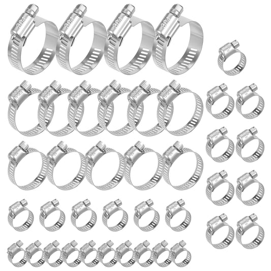40Pcs Hose Clamps,Stainless Steel Hose Clamp Assortment Kit - Image 1