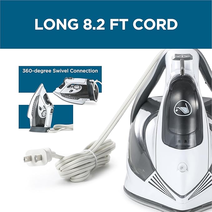 Clothing Steam Iron, 1800 Watts Steamer for Clothes, Ceramic Coated Soleplate, Vertical Steaming, Self-Cleaning Portable Iron, 10.8-Ounce Water Tank Capacity, CCSI1000, Black