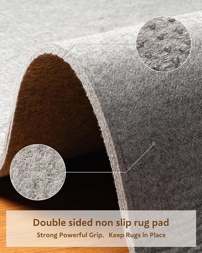 Resare Non Slip Rug Pad Gripper Extra Thick Dual Surface Felt Under Rug for Area Rugs and Hardwood Floors,Super Cushioned Non Skid Carpet Padding - 8x10 Feet 1/4" Double-Sided Non Slip