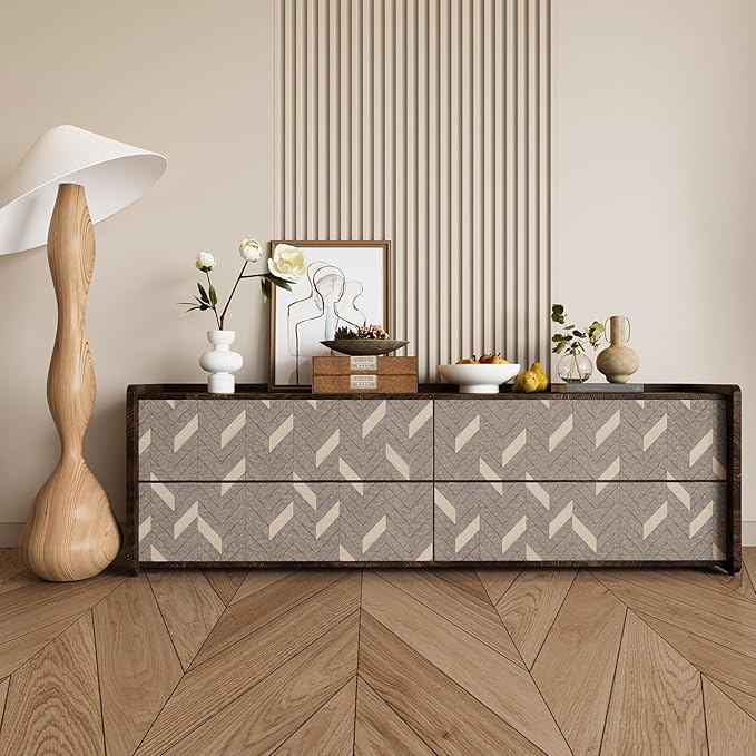 Herringbone Peel & Stick Wallpaper - Geometric Boho Contact Paper for Cabinets & Bedroom - 16''×118'' Adhesive Removable Waterproof Wallpaper for Bathroom & Laundry Room & Bedroom & Kitchen