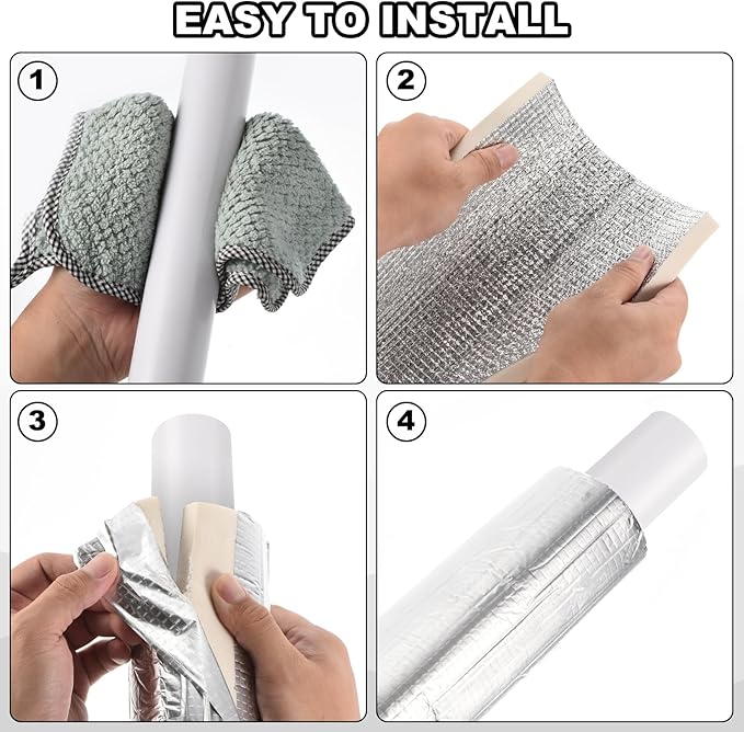 PATIKIL 1.3ft Length 52mm(2") ID 82mm OD Pipe Insulation Foam Tube, 6 Pcs 15mm Thick Self Adhesive Pipe Freeze Protection Wrap with Aluminum Foil for Outdoor Winter Irrigation