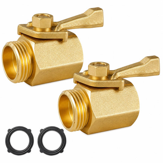 LIULO TOOL Brass Garden Hose Shut Off Valve, 2 Pack Heavy - Image 1