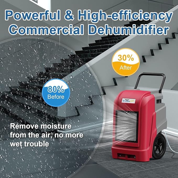 ALORAIR Storm Pro Commercial Dehumidifier 180 PPD, LGR Portable Dehumidifier with Pump, cETL Listed, 6 Years Warranty, LCD Display, for Clean-Up, Flood, Moisture
