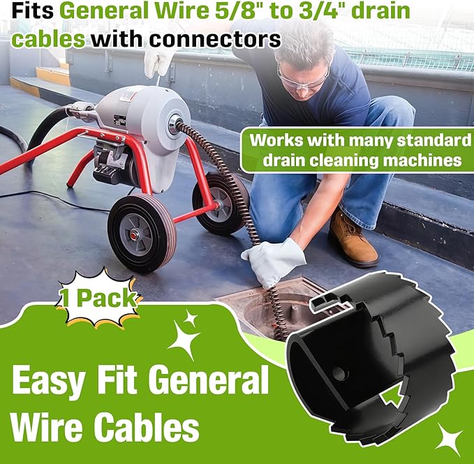 3HDB Heavy Duty Root Saw Drain Cleaner Cutter for General Wire 5/8" to 3/4" Drain Cables with Connectors, Alloy Steel Root Cutter Blade for Sewer Line & Pipe Drains Cleaning
