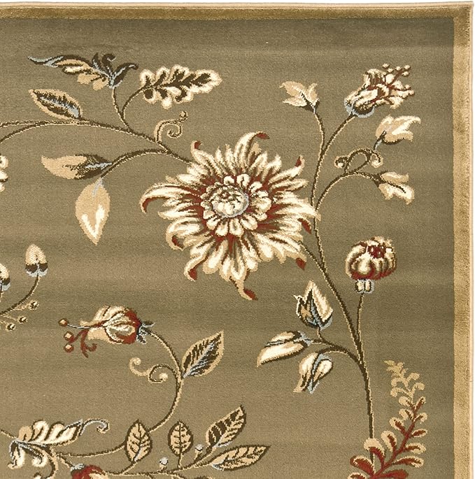 SAFAVIEH Lyndhurst Collection Accent Rug - 4' x 6', Green & Multi, Traditional Floral Design, Non-Shedding & Easy Care, Ideal for High Traffic Areas in Entryway, Living Room, Bedroom (LNH552-5291)