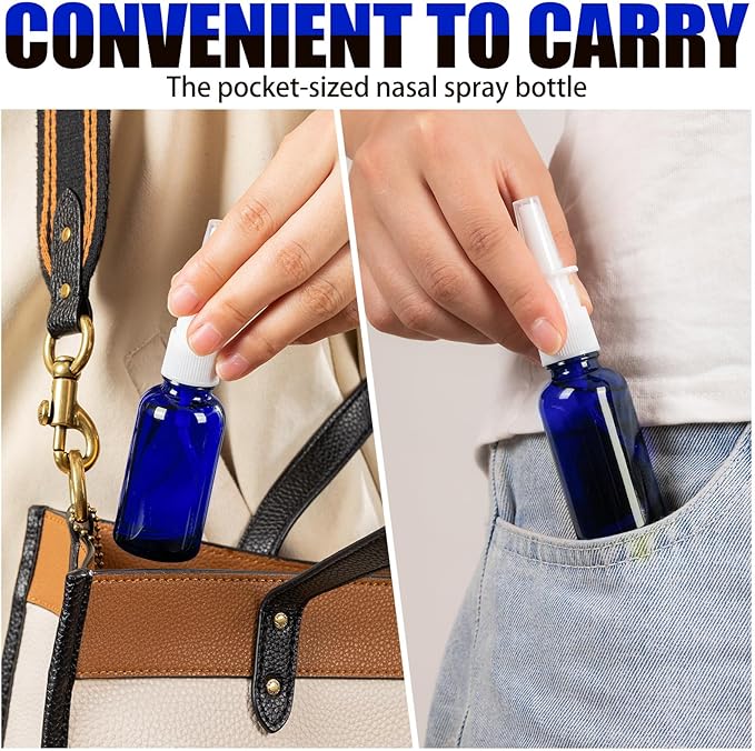 10 Pcs Nasal Spray Bottle Empty, 30ML/1oz 6 Pcs Refillable Nasal Spray Bottle Fine Mist Glass with 2 Funnels and 2 Labels