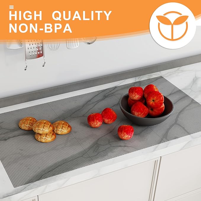 FLPMIX Clear Shelf Liners for Cabinets: 24" Wide Waterproof Under Sink Mat Translucent Grey - Non-Adhesive Easy to Cut Large Kitchen Drawer Liner for Pantry Bathroom 24" x 300"