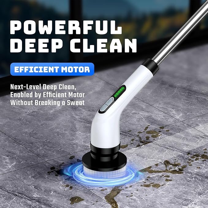 2 Pieces Electric Spin Scrubber - Cordless Bathroom Scrubber with 7 Brush Heads - Dual Speed IPX7 Waterproof Power Scrubber for Heavy-Duty Bathtub, Glass, Tile, and Car Cleaning