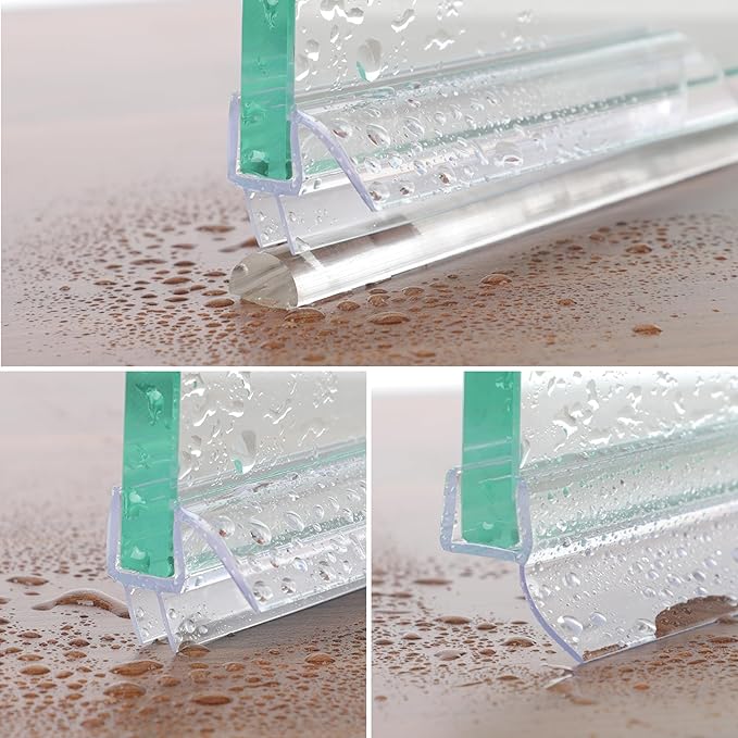 Frameless Shower Door Seal Strip 4 Pack x 39 Inch MD Glass Shower Door Bottom Seal Side Seal Strip Door Sweep for 3/8" Glass Ultra-Clear Polycarbonate Stop Shower Leaks Create A Water Barrier