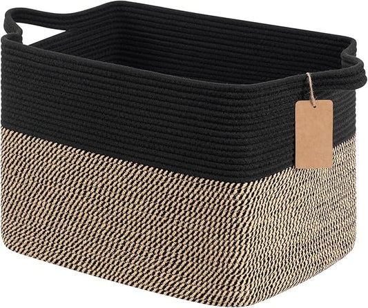 Goodpick Woven Storage Baskets for Organizing, 18" x 14" x 12" Wicker Laundry Basket for Shoes,Towel, Blanket Basket for Living Room, Toy Baskets Storage Kids with Handles