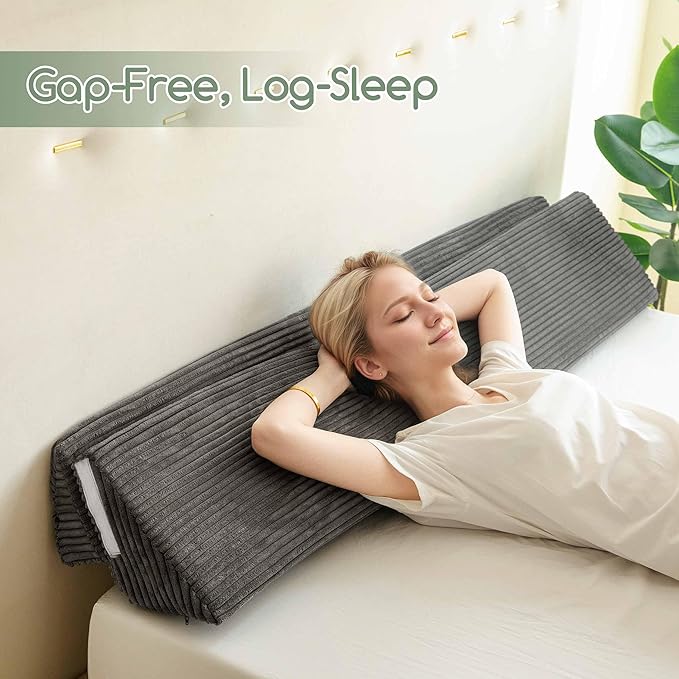 HIGOGOGO Twin Size Wedge Pillow for Headboard Gap - Multi Functional Mattress Wedge Bed Gap Filler Close The Gap (0-7") Between Your Mattress and Headboard or Wall (Grey 39"x11"x9")