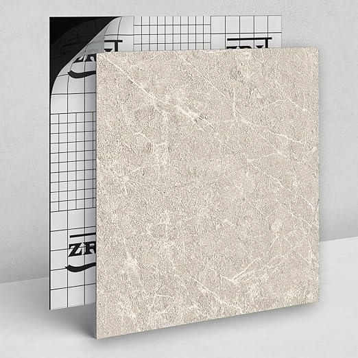 40 Pack Cover 40 Sq.Ft Peel and Stick Floor Tiles, 12” x 12” Self Adhesive Vinyl Flooring Easy DIY Installation for Kitchen, Living Room, Laundry, RV, Beige Stone