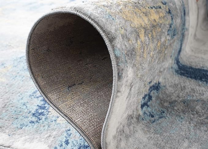 SAFAVIEH Jasper Collection Runner Rug - 2' x 22', Grey & Gold, Modern Abstract Design, Non-Shedding & Easy Care, Ideal for High Traffic Areas in Living Room, Bedroom (JSP101A)