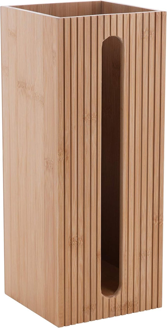 Bath Bliss Square Toilet Tissue Reserve | Dimensions: 5.71 x 5.71 x 14.17 | Bamboo Design | Bathroom Décor | Holds 3 Roles | Easy to Clean | Bamboo