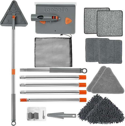 Base Boards Cleaning Tool with 76" Long Handle, 360° Rotatable Wall Cleaner Base Board Cleaner Tool, Wall Cleaning Washing Mop with 8 Reusable Pads for Painted Walls, Ceilings and Baseboards