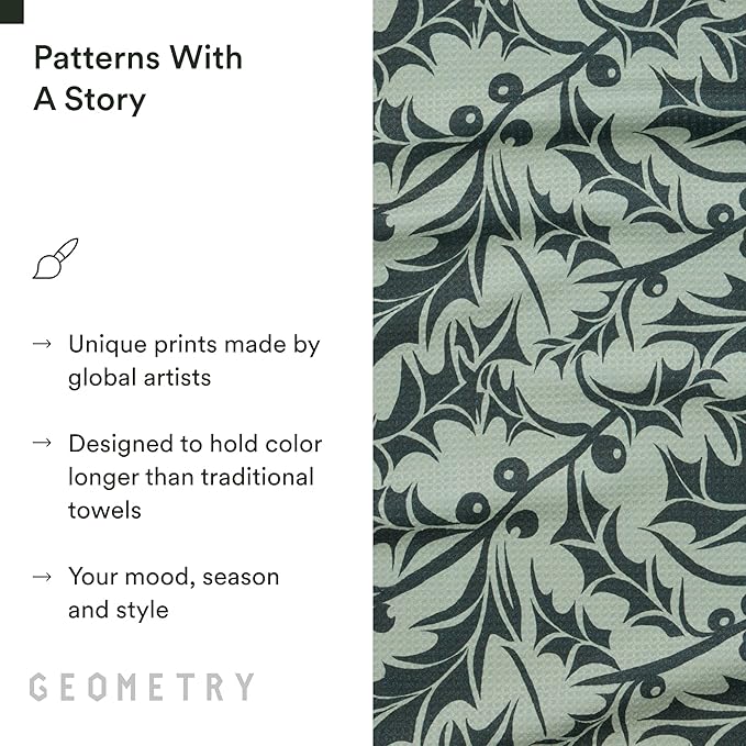 GEOMETRY Christmas Kitchen Towels - Quick Dry Microfiber Cloth Dish Towels for Kitchen Drying - Premium Quick Dry Towel - Winter Foliage