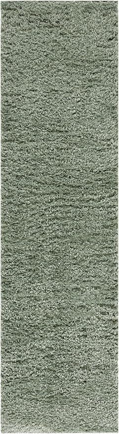 SAFAVIEH Lindsay Shag Collection Runner Rug - 2'2" x 10', Green, Non-Shedding, 1.8-inch Thick, Ideal for Living Room, Hallway, Foyer, Bedroom (LNS560Y-210)