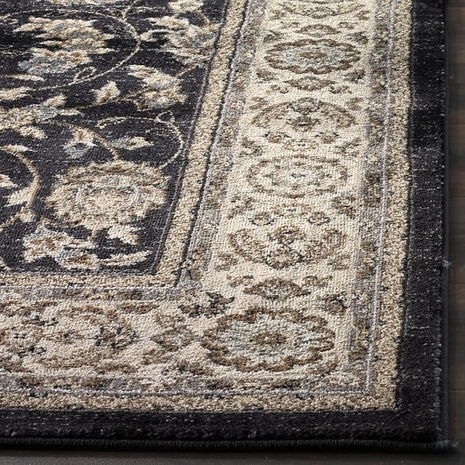 SAFAVIEH Lyndhurst Collection Area Rug - 9' x 12', Anthracite & Cream, Traditional Oriental Design, Non-Shedding & Easy Care, Ideal for High Traffic Areas in Living Room, Bedroom (LNH340D)