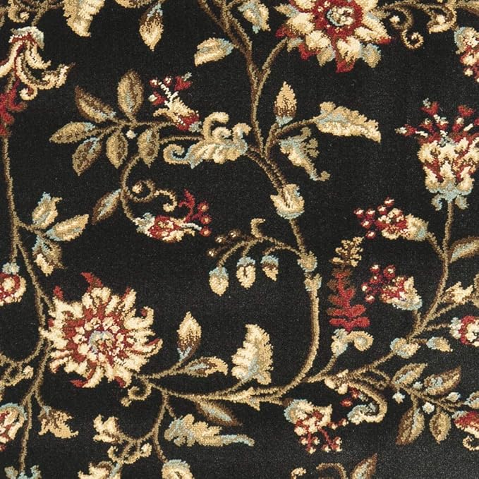 SAFAVIEH Lyndhurst Collection Runner Rug - 2'3" x 8', Black & Multi, Traditional Floral Design, Non-Shedding & Easy Care, Ideal for High Traffic Areas in Living Room, Bedroom (LNH552-9091)